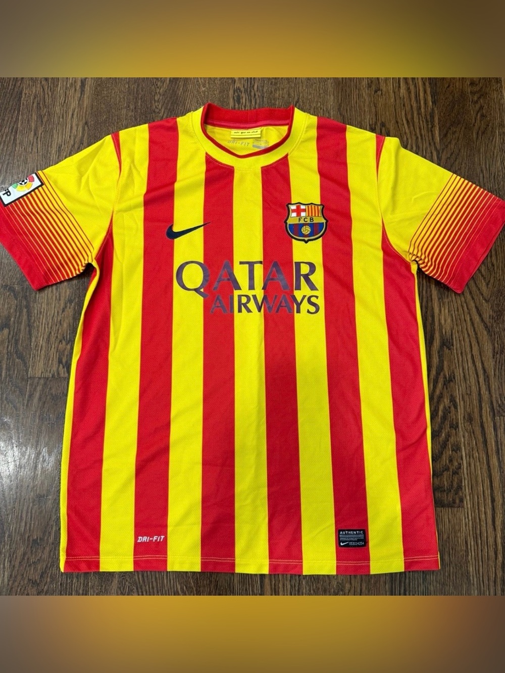 BARCELONA FC NIKE 2013 2014 AWAY FOOTBALL SOCCER JERSEY SHIRT MAN YELLOW SIZE M